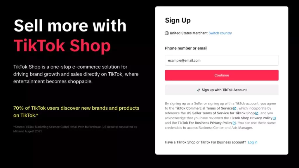 Register to affiliate tiktok shop for seller