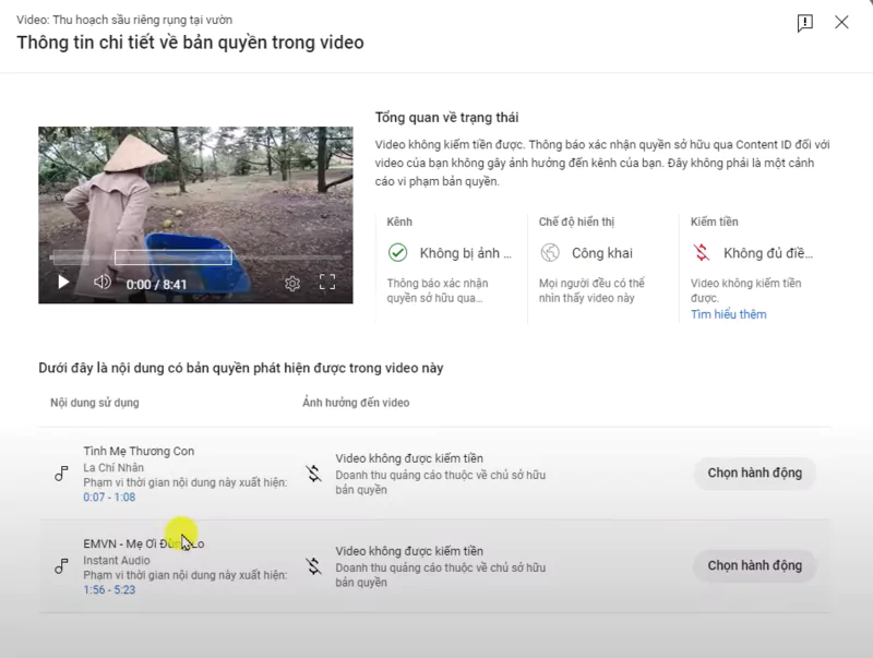 Kiểm tra các nội dung vi phạm bản quyền Youtube