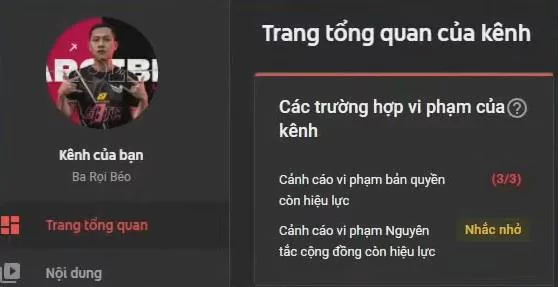 Kênh YouTube của Thầy giáo Ba đã đạt mốc 3/3 lần cảnh cáo