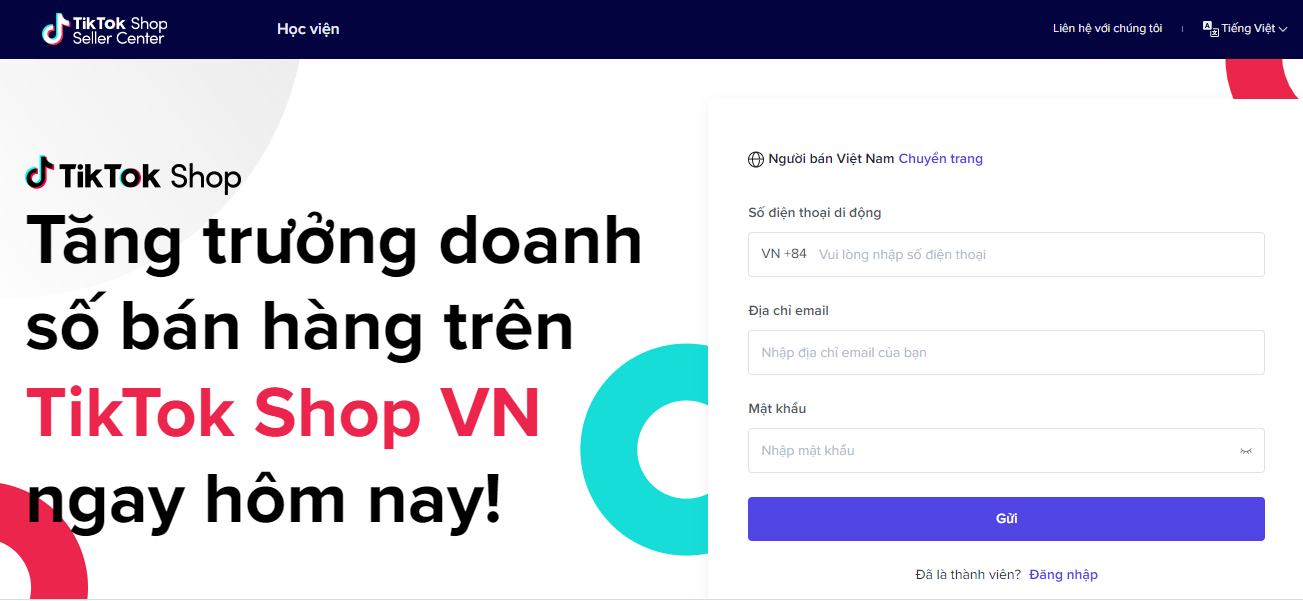 Hướng dẫn đăng ký TikTok Shop trên máy tính