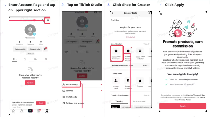 Hướng dẫn cách tạo tài khoản Tiktok Shop cho creator