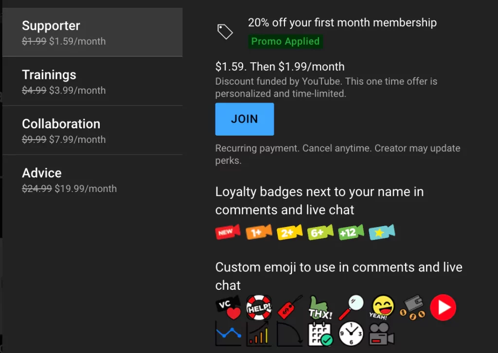 YouTube membership