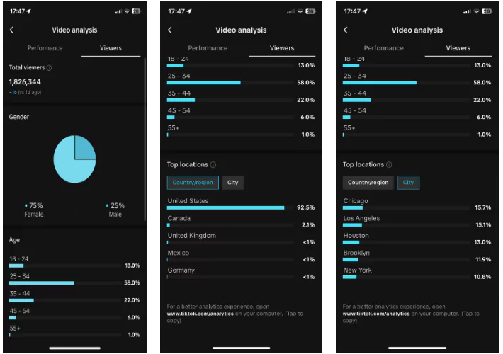 Viewer Information on Tiktok Analytics