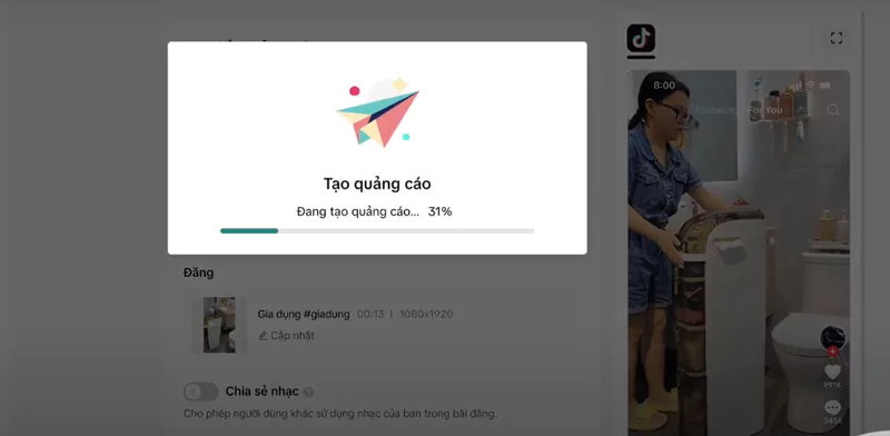 Quảng cáo sẽ được Tiktok duyệt và hiển thị sau đó