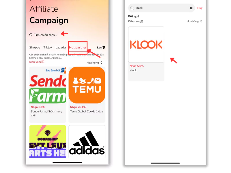 Huong dan tham gia Hot Partner affiliate campaign trên Ecomobi Passio_1