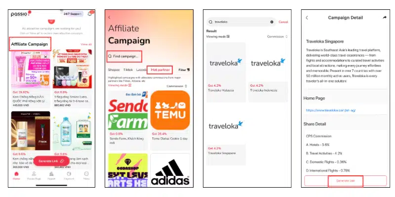 traveloka affiliate on Ecomobi Passio