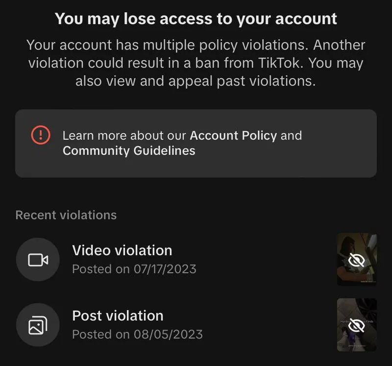 Unban TikTok account