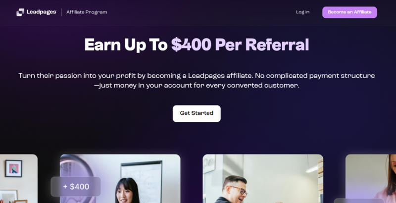 The Leadpages logo, a conversion-focused tool with a recurring high commission affiliate program