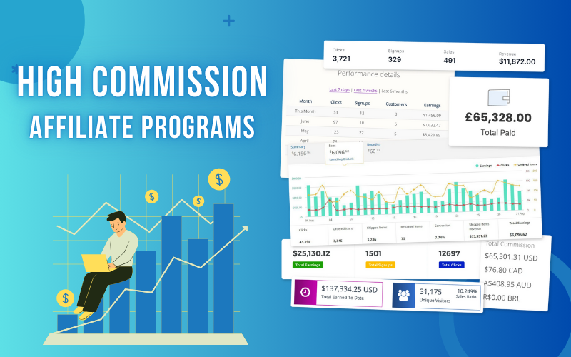 A graphic illustrating the significant financial difference offered by high commission affiliate programs