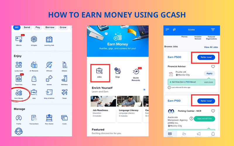 Filipino student earning money online using a smartphone via GCash